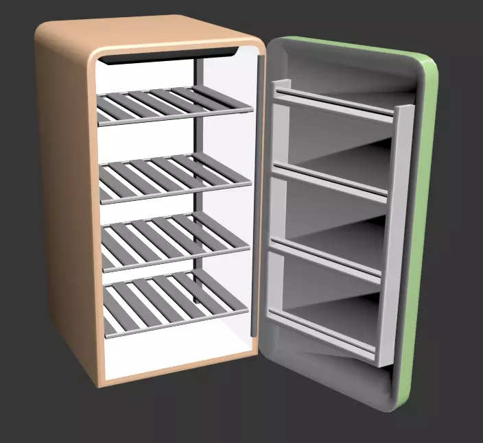 retro fridge Low-poly 3D model_0