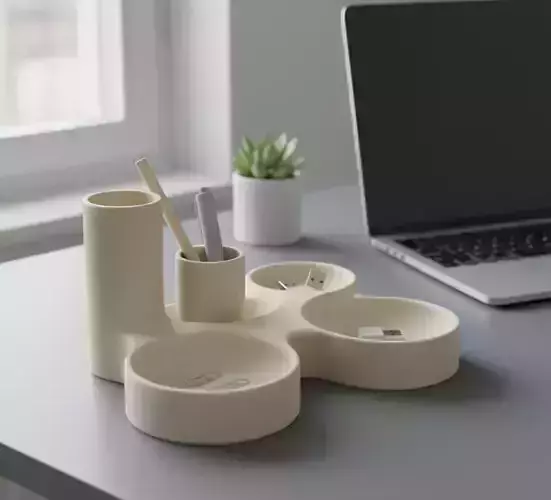 Minimalist Curved 3D Printed Desk Organizer Tray