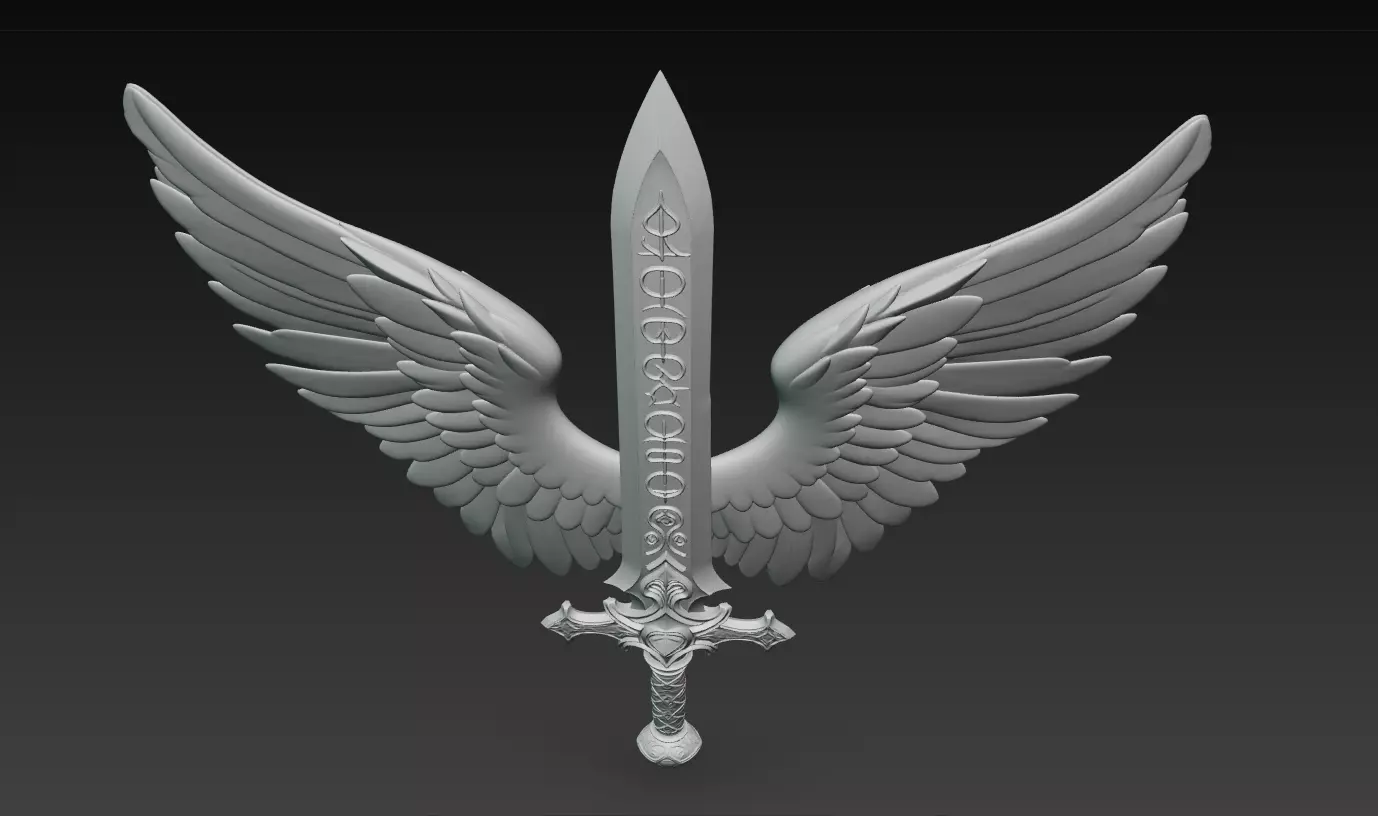 Angelic Winged Sword - Holy Guardian Blade 3D Model 3D print model_8