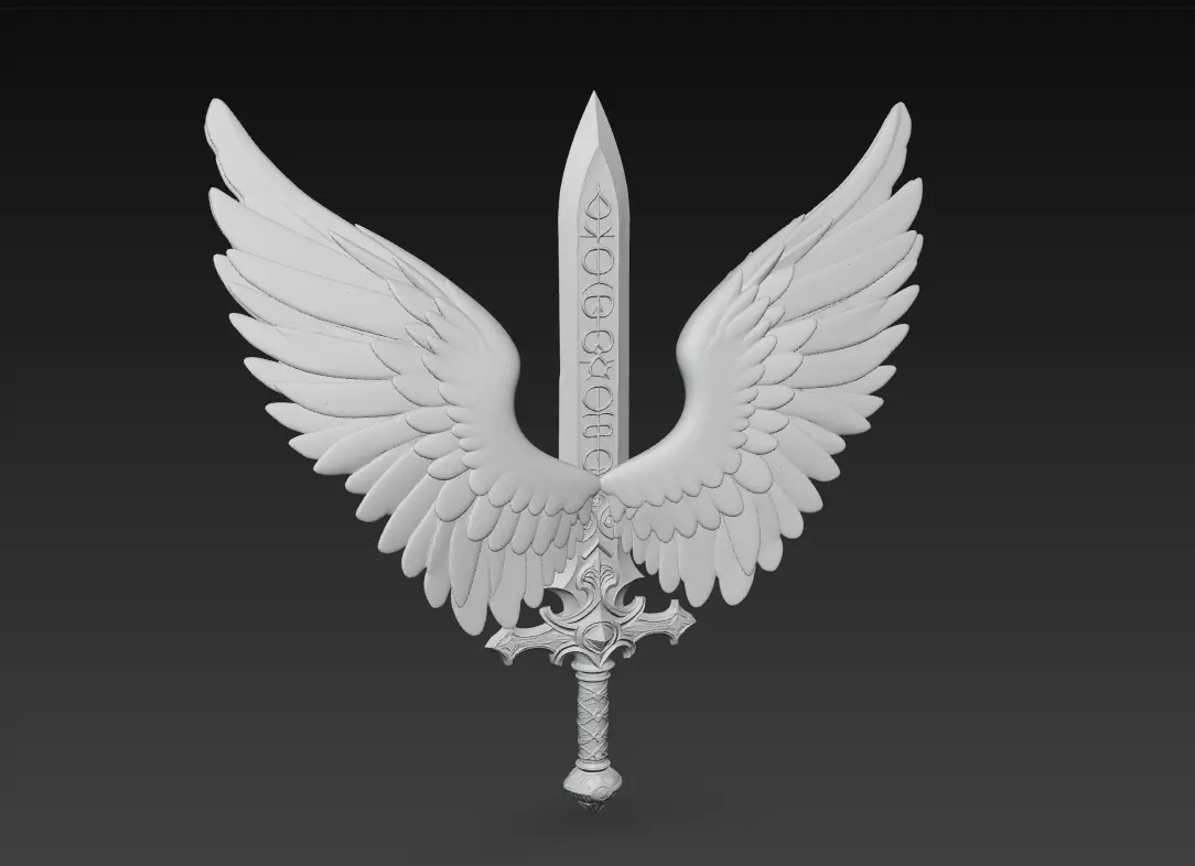 Angelic Winged Sword - Holy Guardian Blade 3D Model 3D print model_9