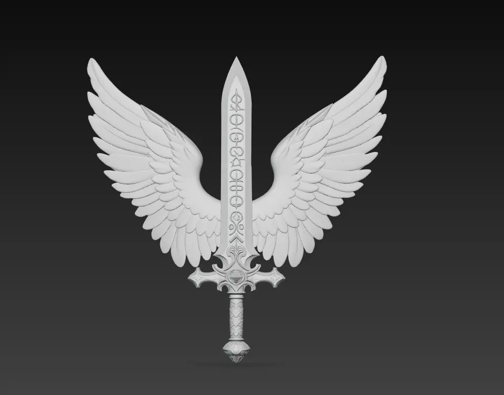 Angelic Winged Sword - Holy Guardian Blade 3D Model 3D print model_6