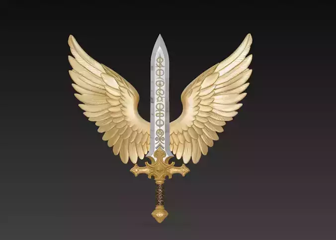Angelic Winged Sword - Holy Guardian Blade 3D Model