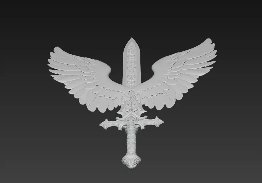 Angelic Winged Sword - Holy Guardian Blade 3D Model 3D print model_5