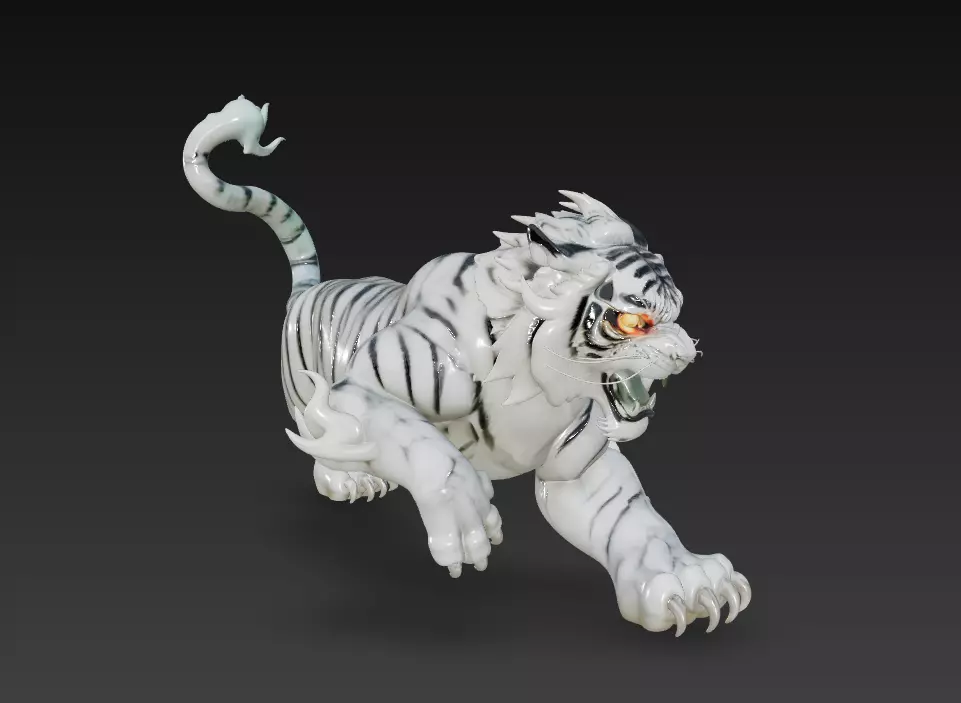 White Tiger Guardian - Celestial Protector 3D Model 3D print model_5