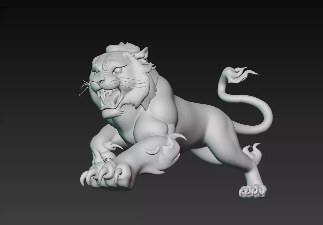 White Tiger Guardian - Celestial Protector 3D Model 3D print model_3