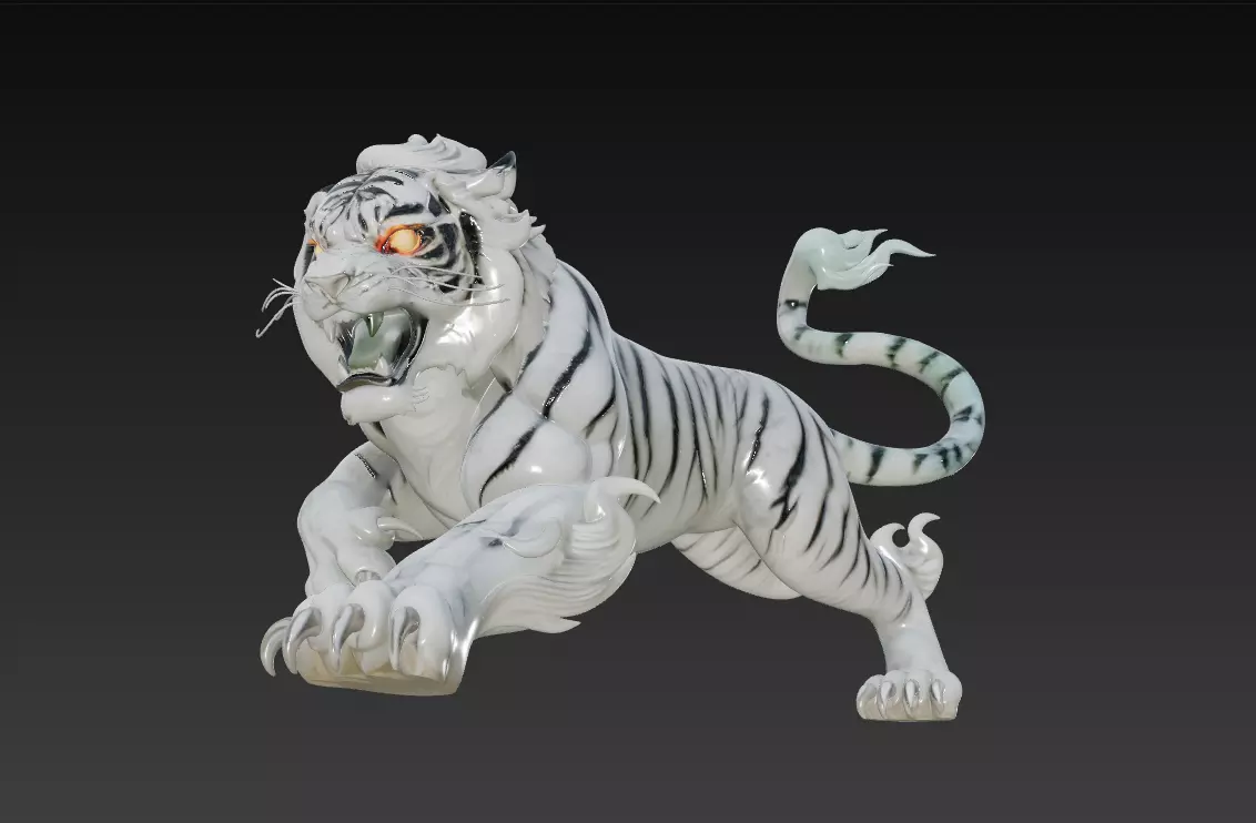 White Tiger Guardian - Celestial Protector 3D Model 3D print model_2