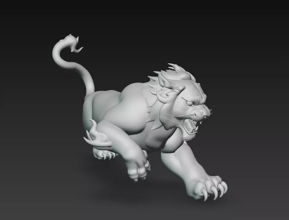 White Tiger Guardian - Celestial Protector 3D Model 3D print model_6