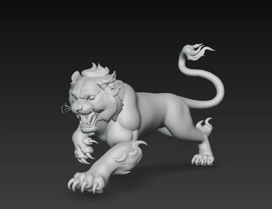 White Tiger Guardian - Celestial Protector 3D Model 3D print model_4