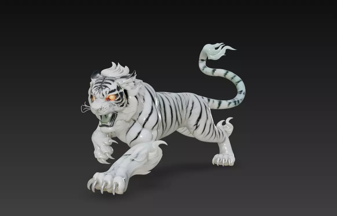 White Tiger Guardian - Celestial Protector 3D Model 3D print model_0