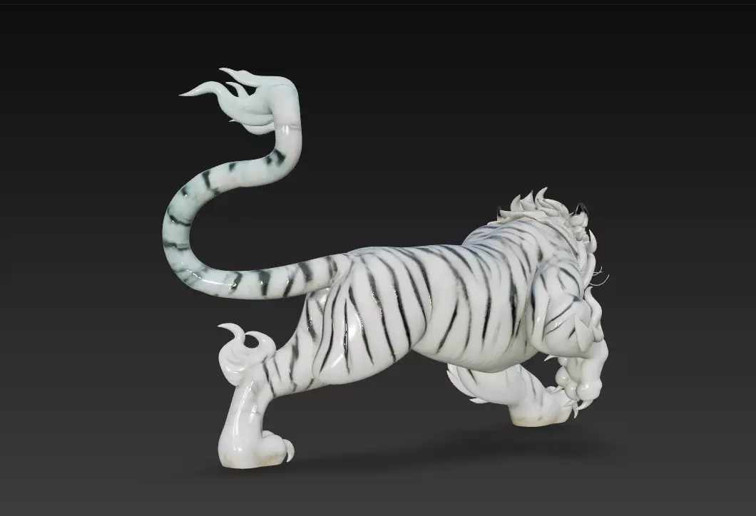 White Tiger Guardian - Celestial Protector 3D Model 3D print model_7