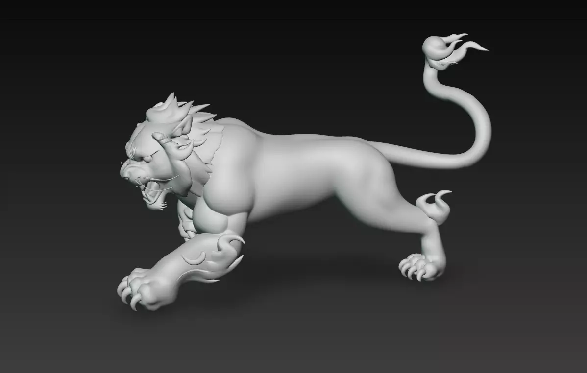White Tiger Guardian - Celestial Protector 3D Model 3D print model_1