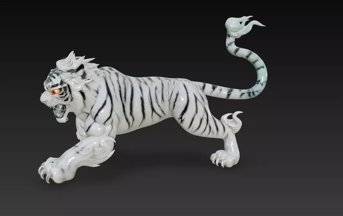 White Tiger Guardian - Celestial Protector 3D Model 3D print model_11