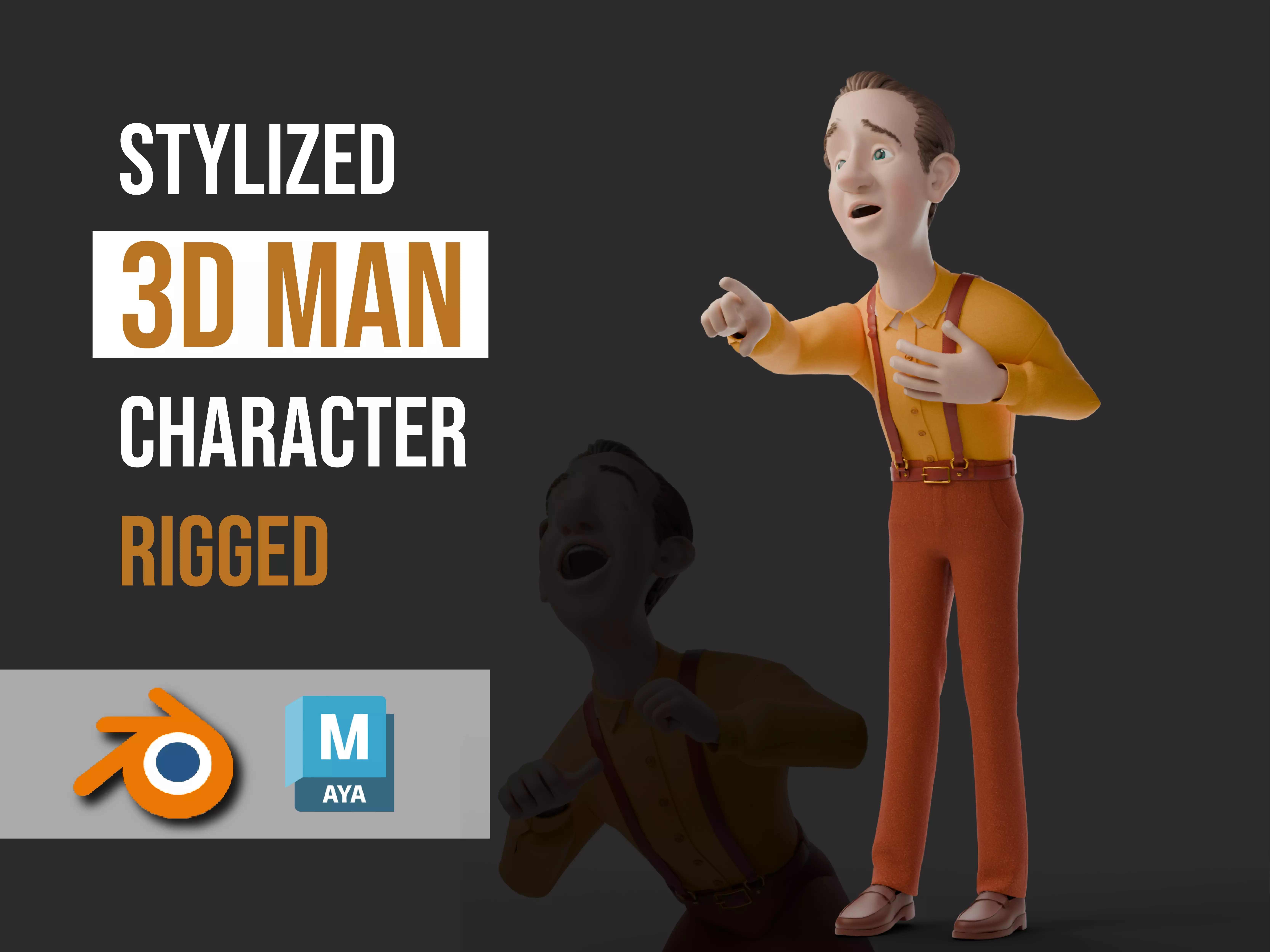 Cartoon Old Man Rigged 3D model