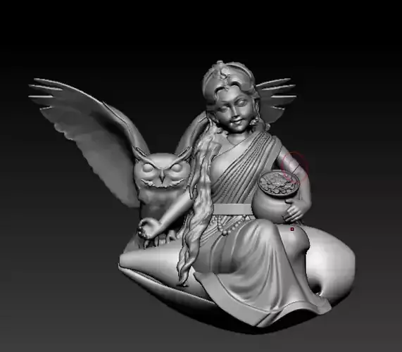 LAKSHMI DEVI WITH OWL  DETAILED GODDESS SCULPTURE  