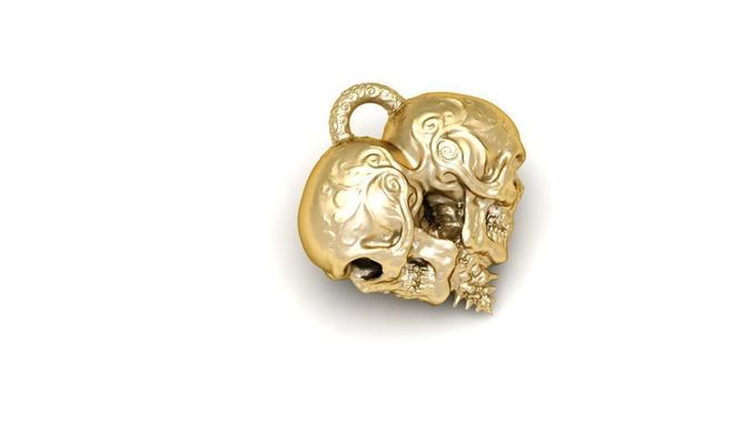 Pendant with two skulls in shape of hearts 3D print model