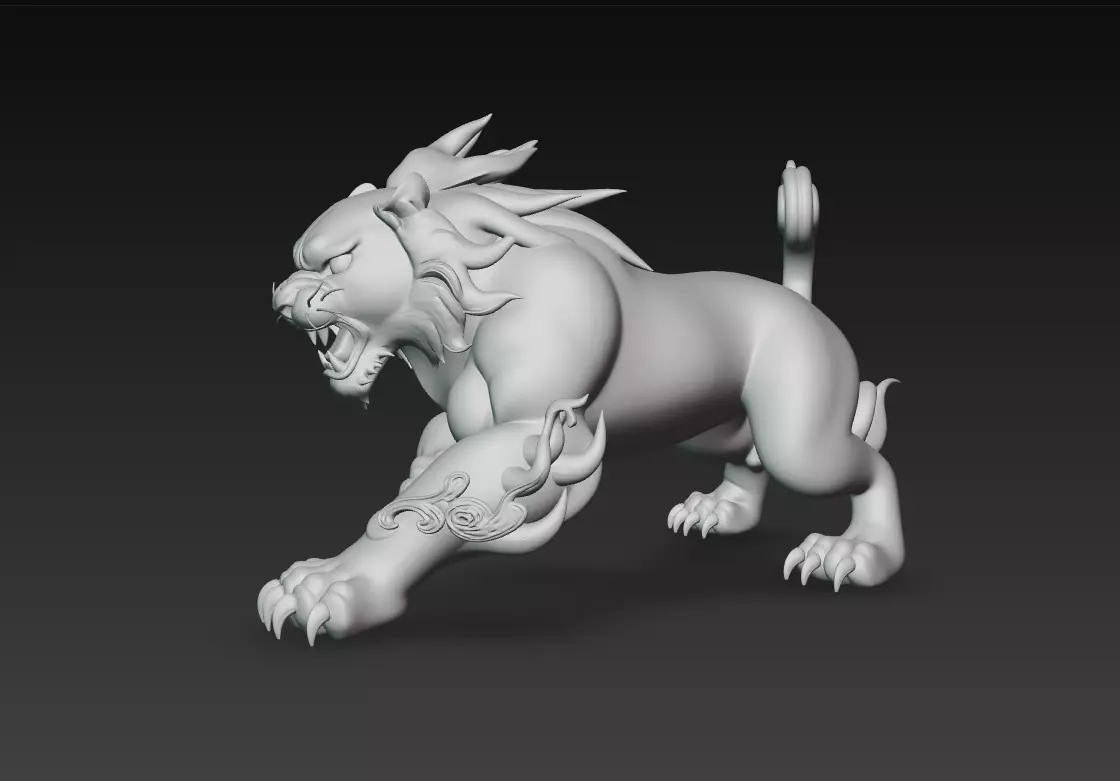 White Tiger Guardian - Celestial Spirit Beast 3D Model 3D print model_6