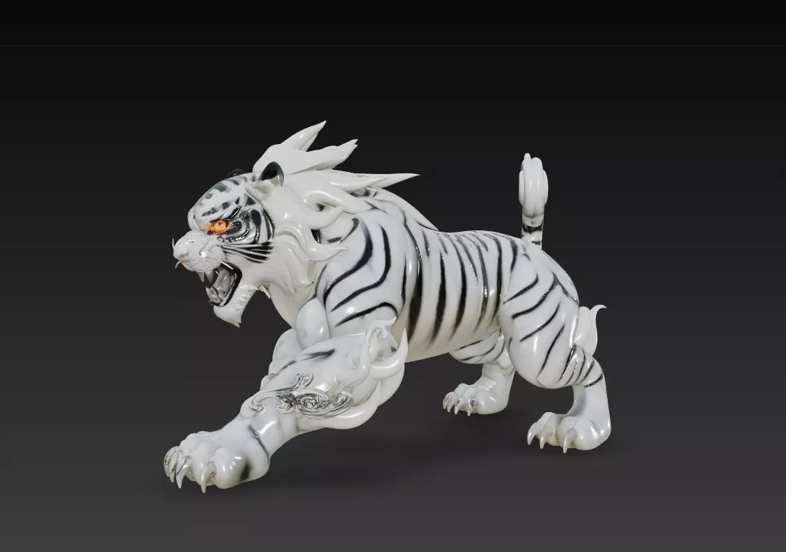 White Tiger Guardian - Celestial Spirit Beast 3D Model 3D print model_5