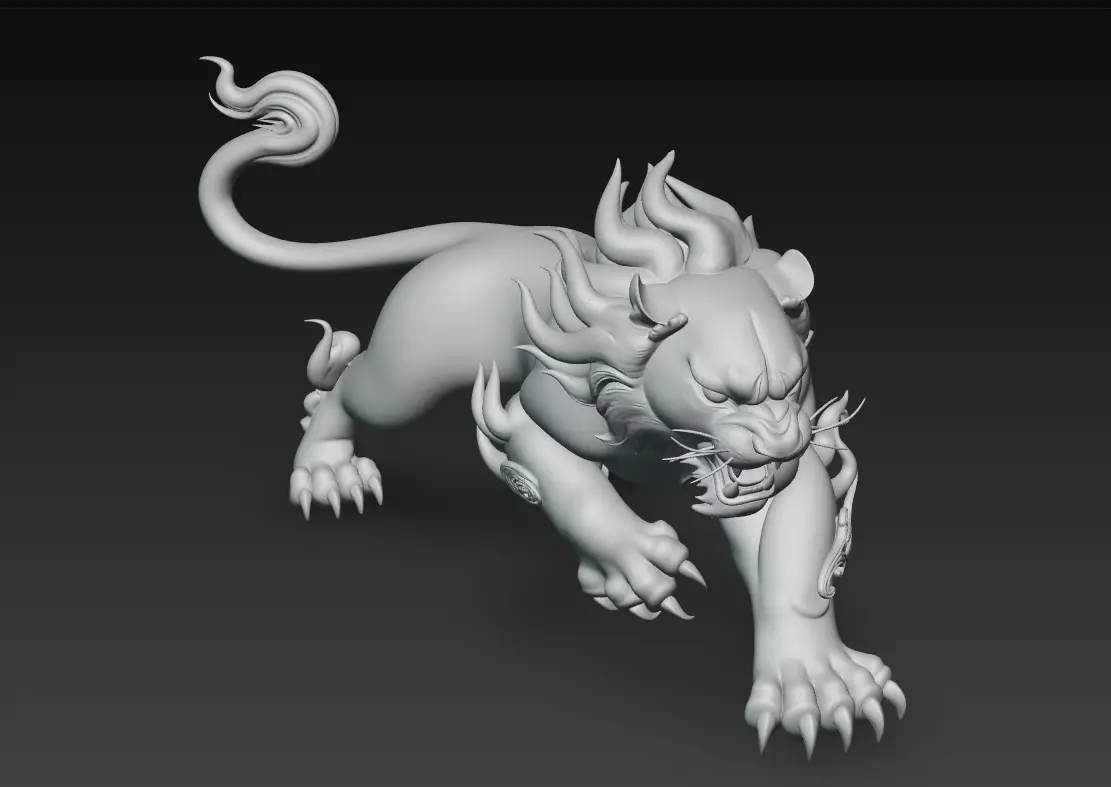 White Tiger Guardian - Celestial Spirit Beast 3D Model 3D print model_4