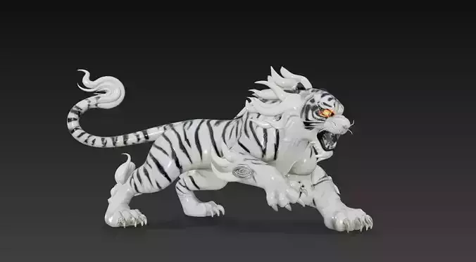 White Tiger Guardian - Celestial Spirit Beast 3D Model