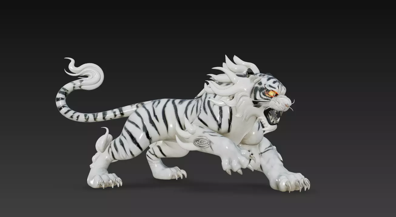 White Tiger Guardian - Celestial Spirit Beast 3D Model 3D print model_0