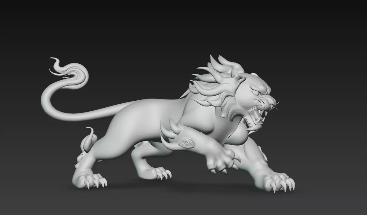 White Tiger Guardian - Celestial Spirit Beast 3D Model 3D print model_2