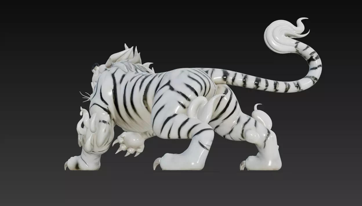 White Tiger Guardian - Celestial Spirit Beast 3D Model 3D print model_7