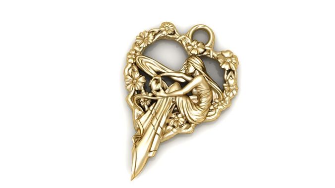 Pendant ornate gold plated 3D print model
