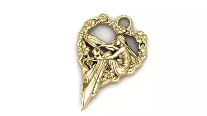 Pendant ornate gold plated