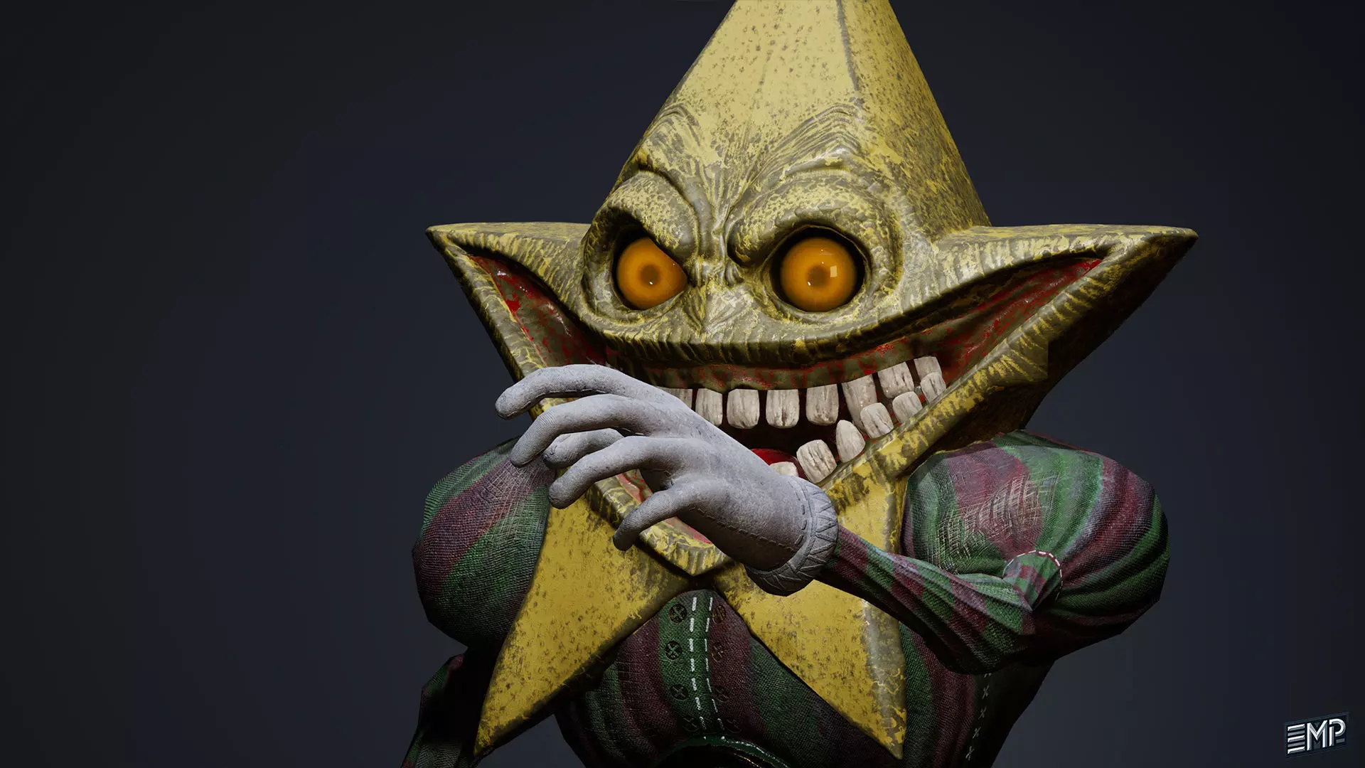 Scary Animatronic game character for Horror games Low-poly 3D model_2