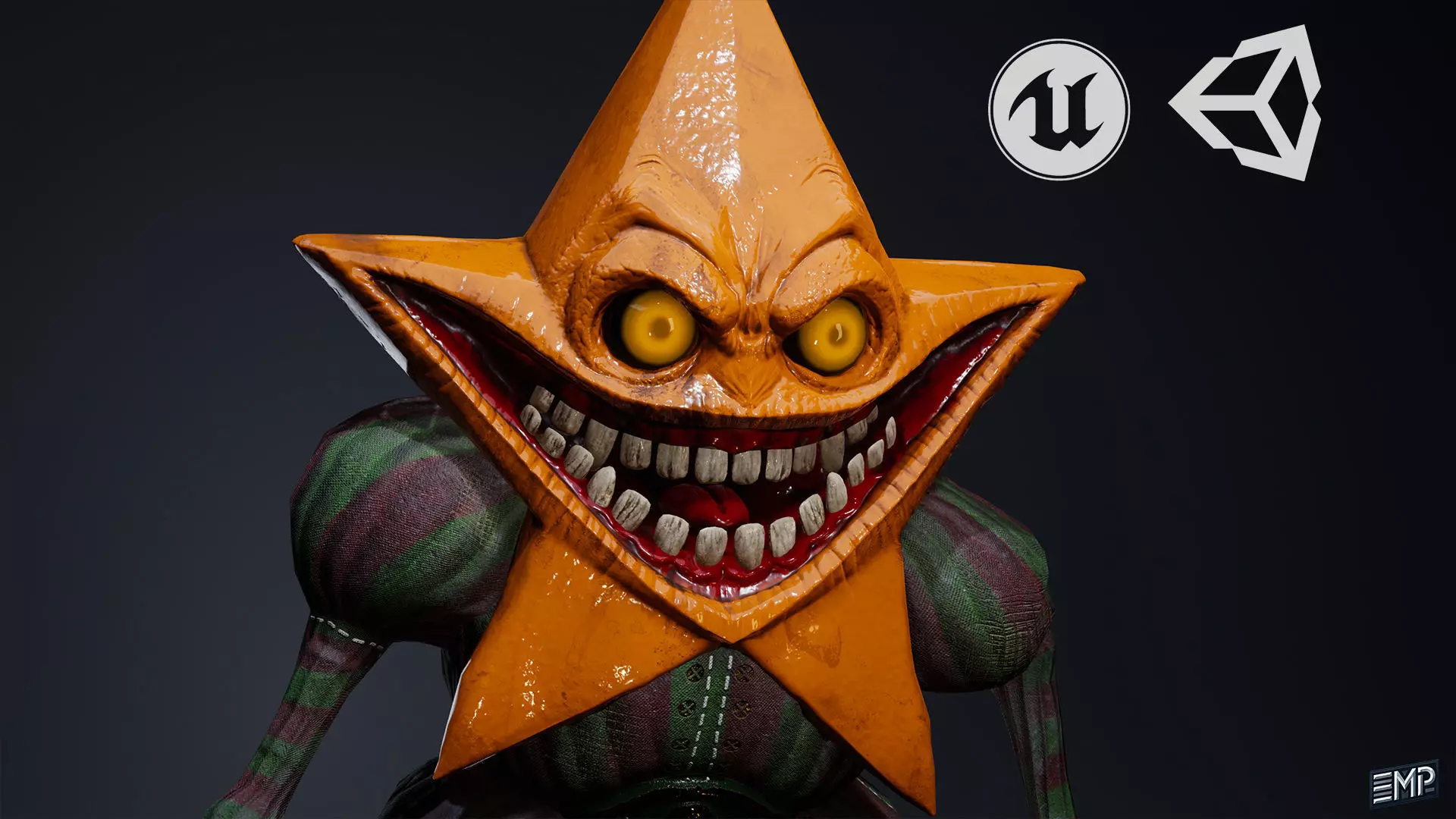 Scary Animatronic game character for Horror games Low-poly 3D model_0