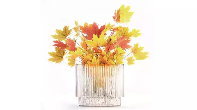 Autumn bouquet branches maple sycamore leaves decor vase