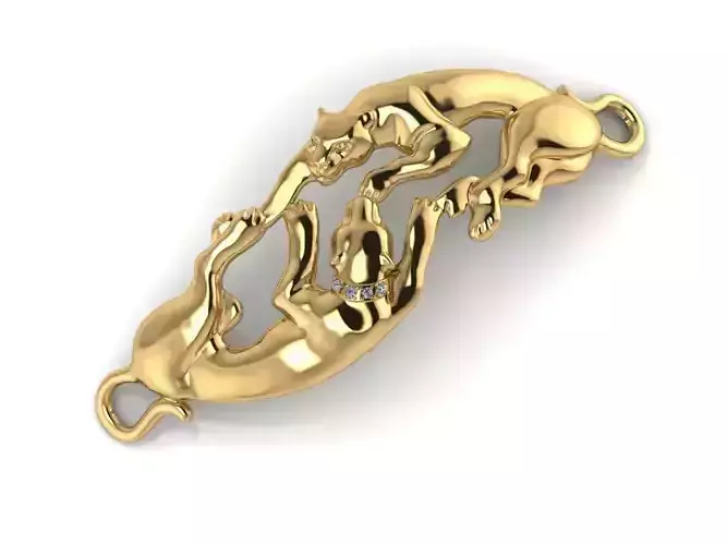 Pendant gold - plated with two dogs