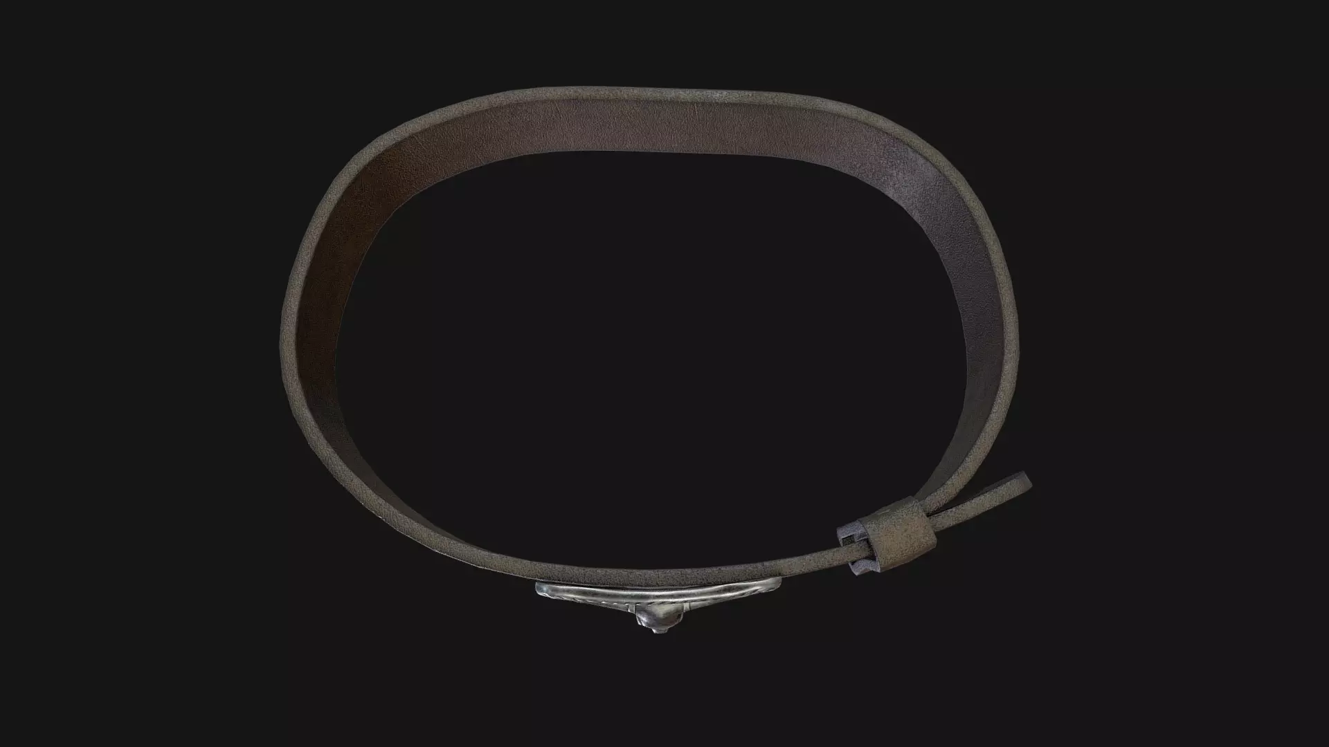 Western Leather Belt with Longhorn Buckle Game-Ready 3D Model Low-poly 3D model_2