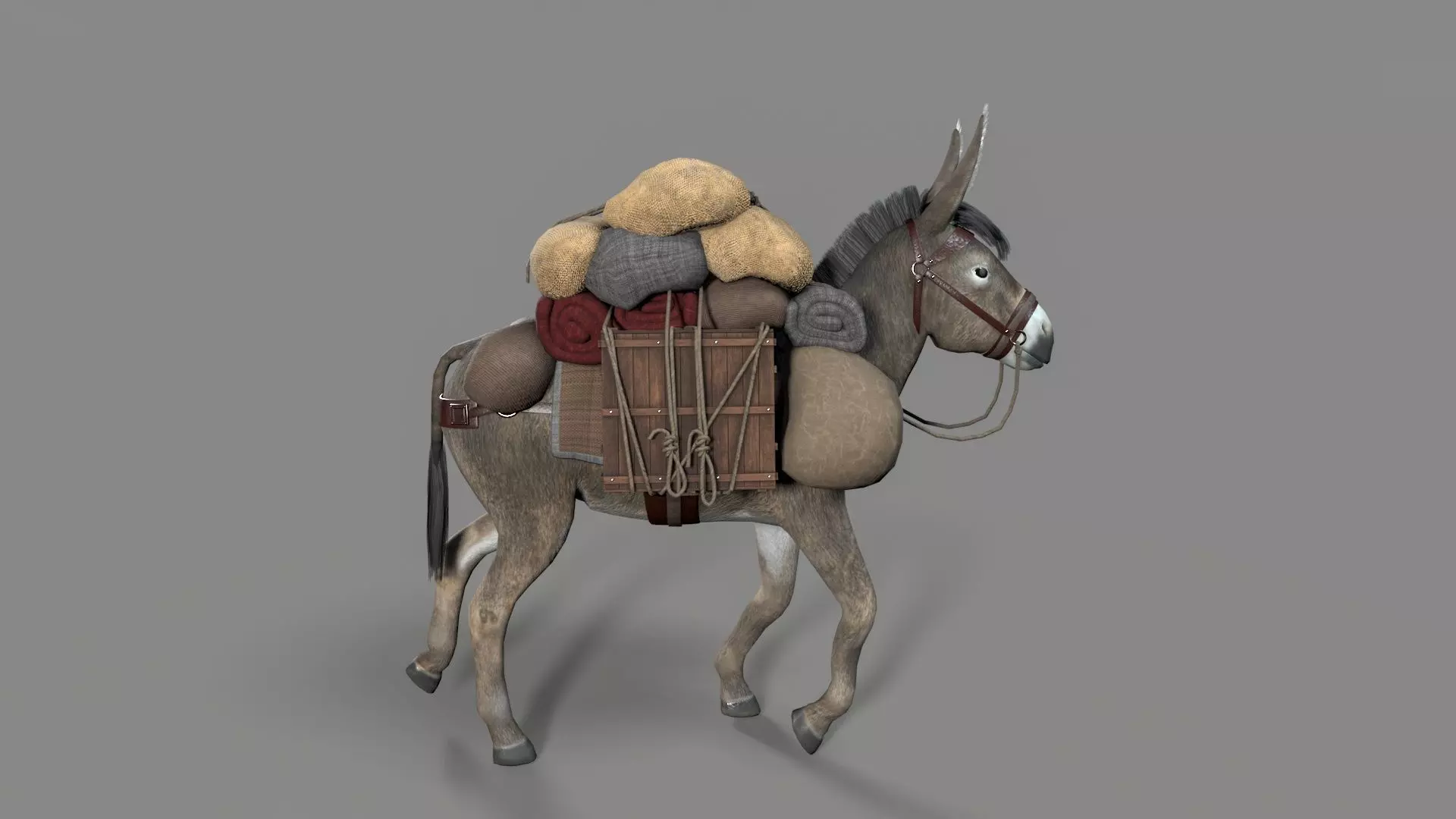 donkey Low-poly 3D model_7
