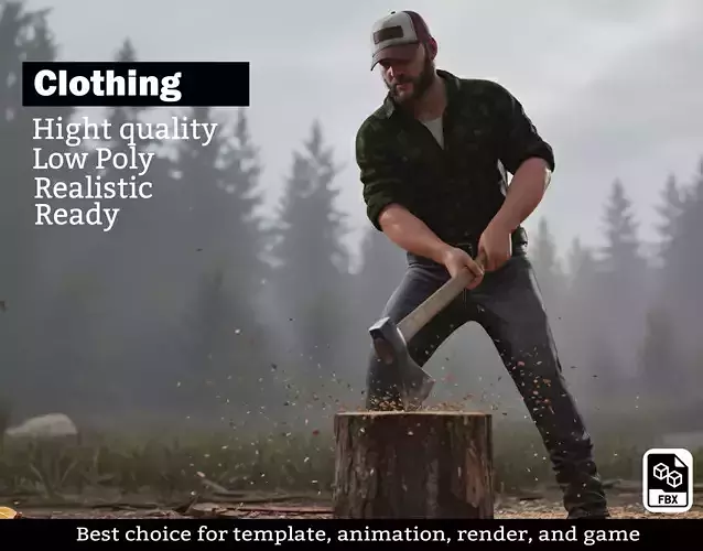 Lumberjack Outfit with Hat - Game Ready