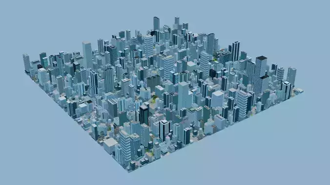 City Downtown Skyscraper Street 04 - DAY Low-poly 3D model 3