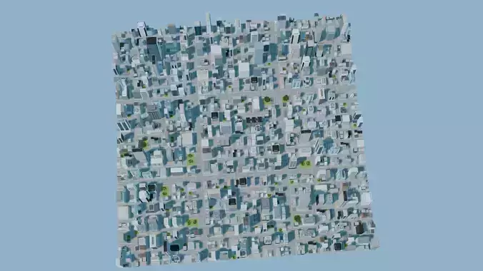 City Downtown Skyscraper Street 04 - DAY Low-poly 3D model 4