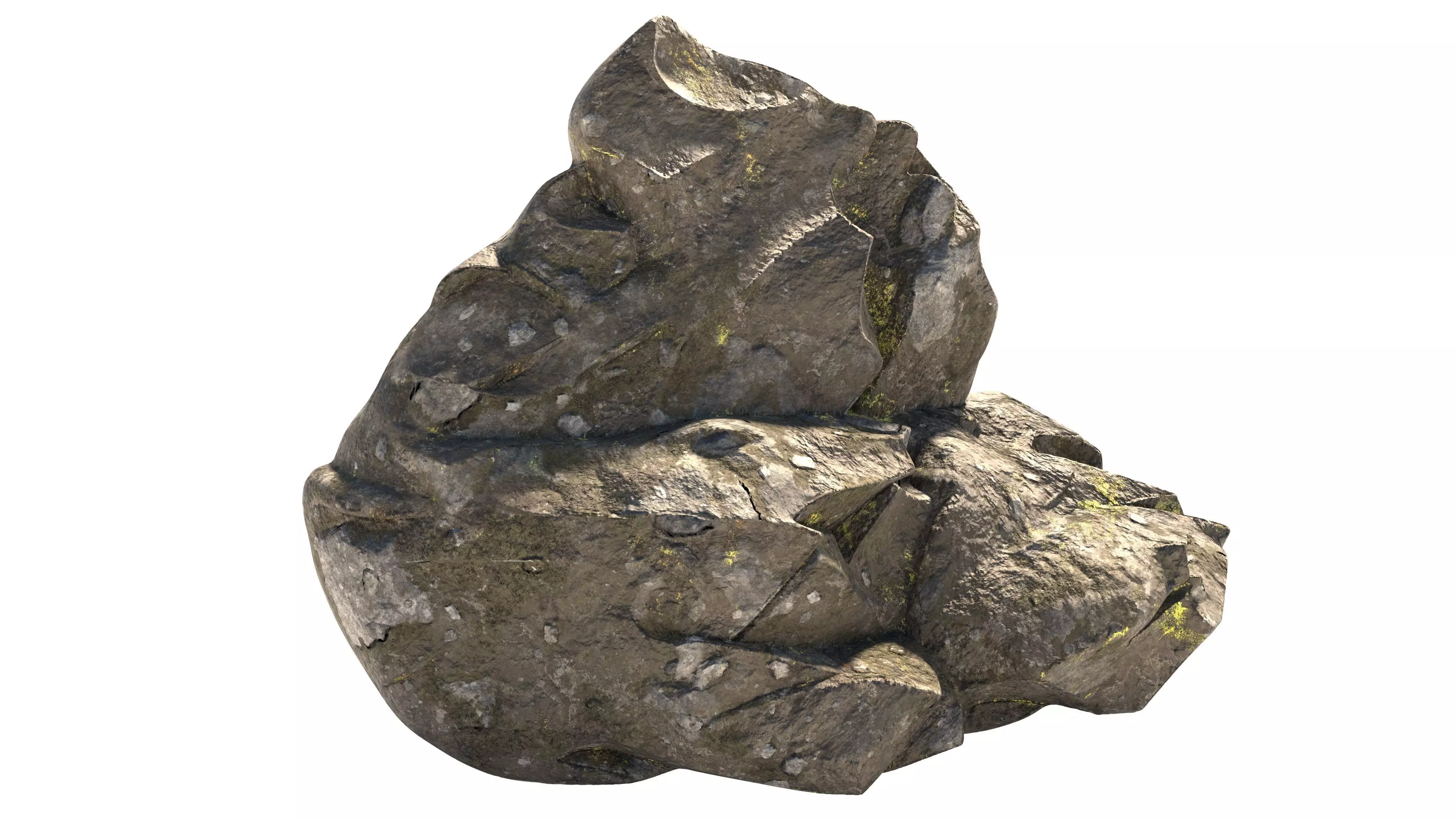 sharp mossy rock Low-poly 3D model