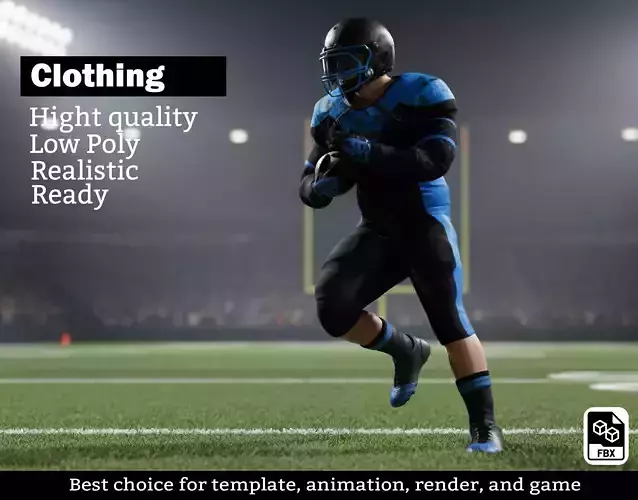 Realistic American Football Outfit- Blue Black