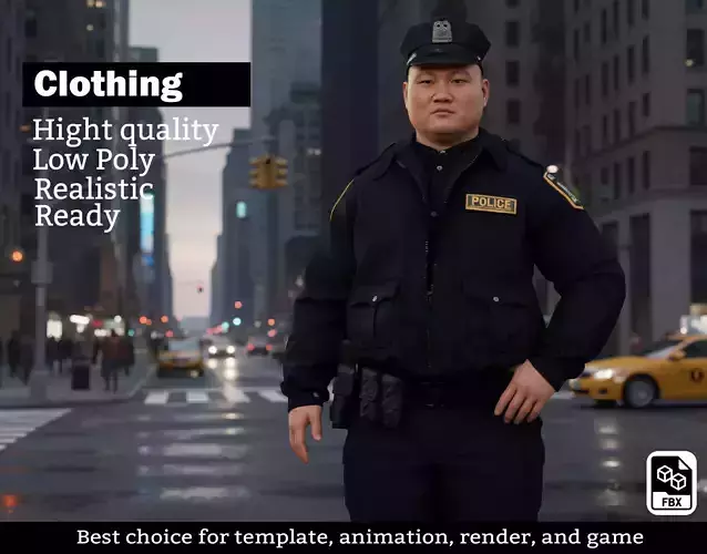 Realistic Police Officer Outfit - Game Ready Asset
