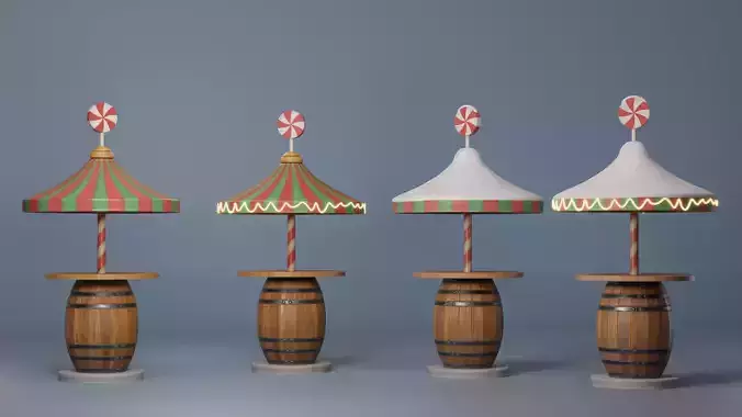 Christmas Candy Bar Table - Stylized 3D Asset