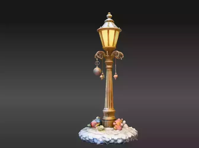 Winter Lantern Street Scene 3D Model Holiday Decor Lantern