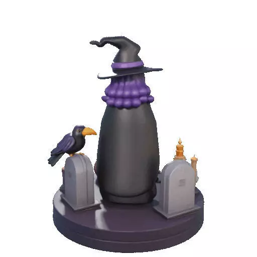 2834 Witch with Spell book Skull Raven and Pumpkin 3D print model_24