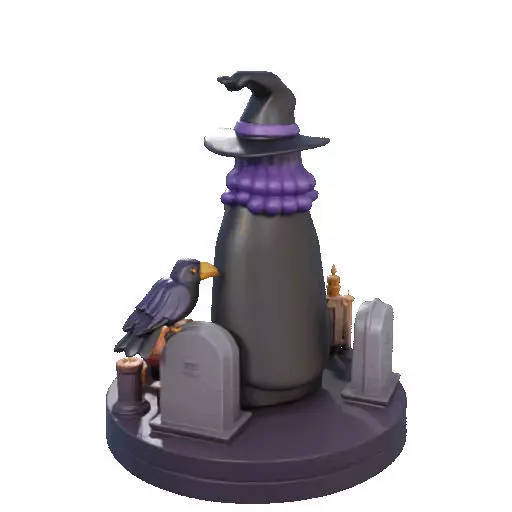 2834 Witch with Spell book Skull Raven and Pumpkin 3D print model_27