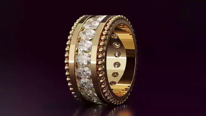 Channel Set Oval cut eternity ring with bead N05 2856CT EU54