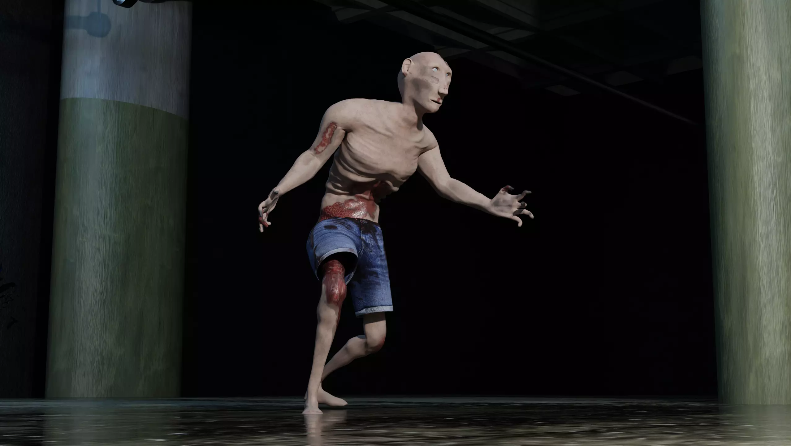 Realistic Zombie Game Ready And Animated 3D Model Low-poly 3D model_8