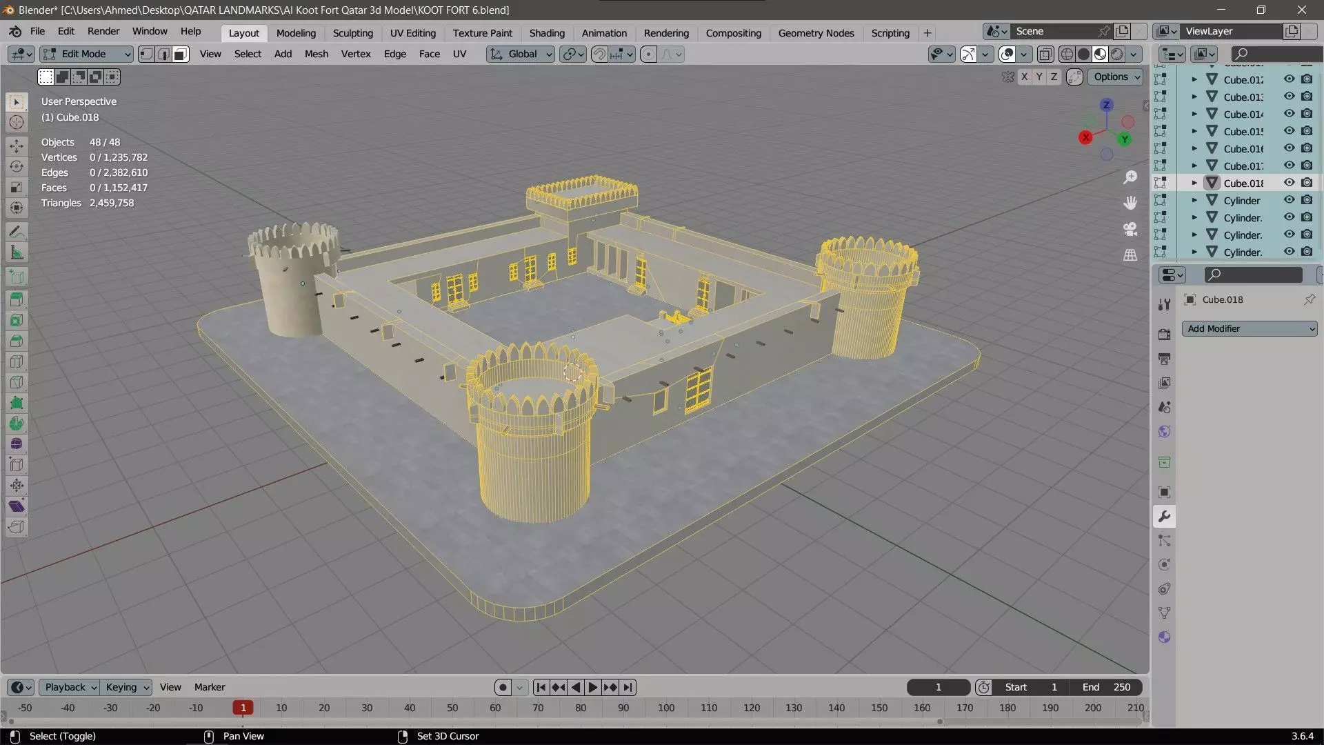 Al Koot Fort Qatar 3d Model  3D print model_8