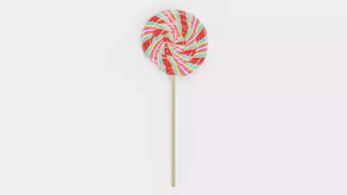 Lollipop V1 - Striped Swirl Pop Candy on Stick 3D model