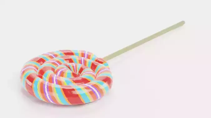 Lollipop V1 - Striped Swirl Pop Candy on Stick 3D model 4