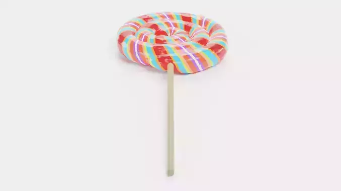 Lollipop V1 - Striped Swirl Pop Candy on Stick 3D model 2
